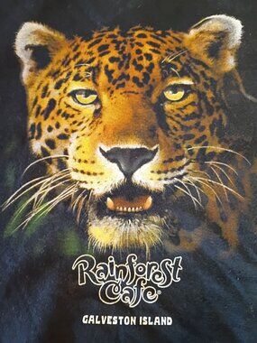 Vintage 90s Rainforest Cafe T-shirt XXL Leopard Jaguar Galveston Texas